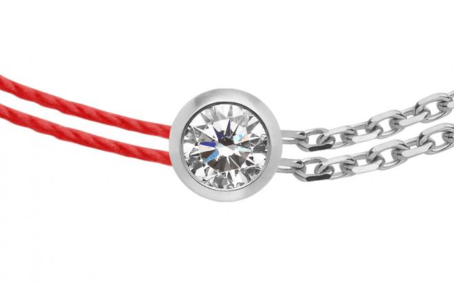 Redline Jewerly Shiny String Bracelet For Women With 0 04ct Round Diamond In White Gold Prong Setting Redline
