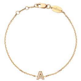 RedLine Jewelry – Chain Bracelet with Diamond Letter in Yellow Gold